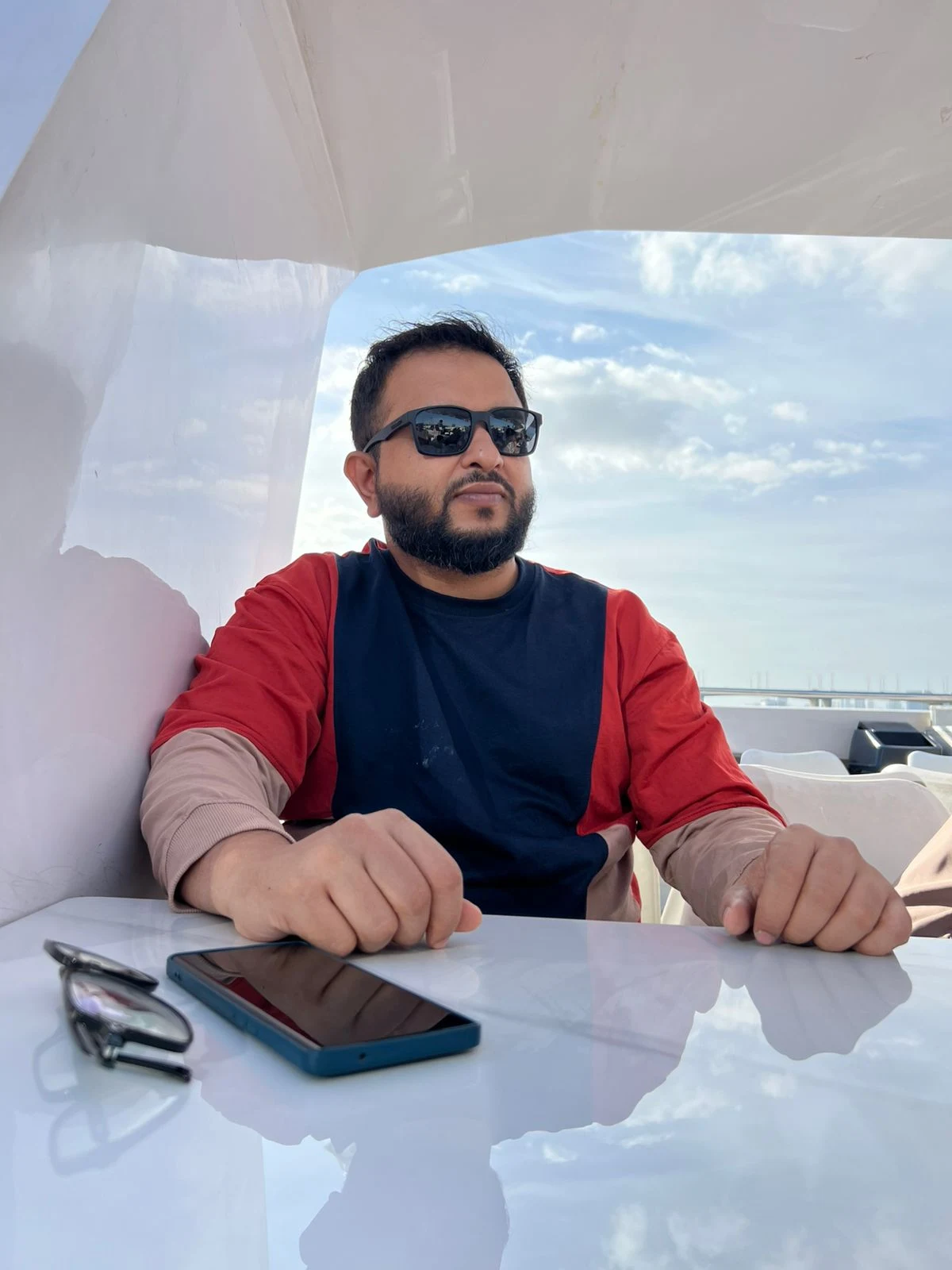 Abulasar Sayyad wearing sunglasses