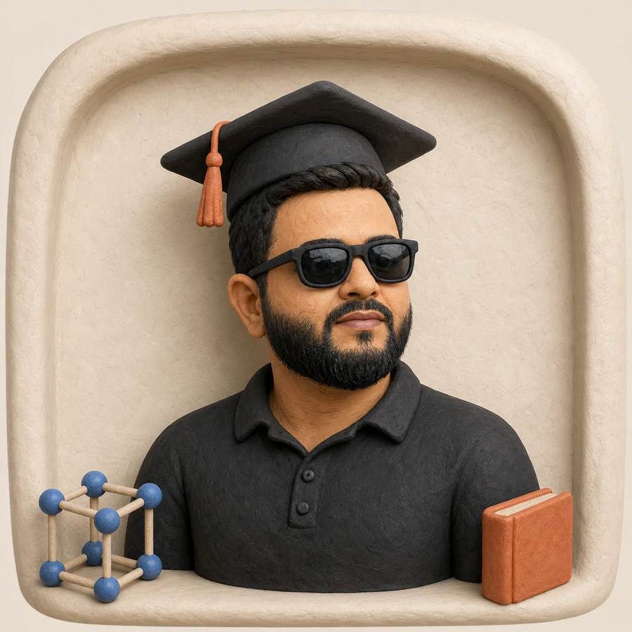 Clay portrait of Abulasar Sayyad wearing a graduation cap